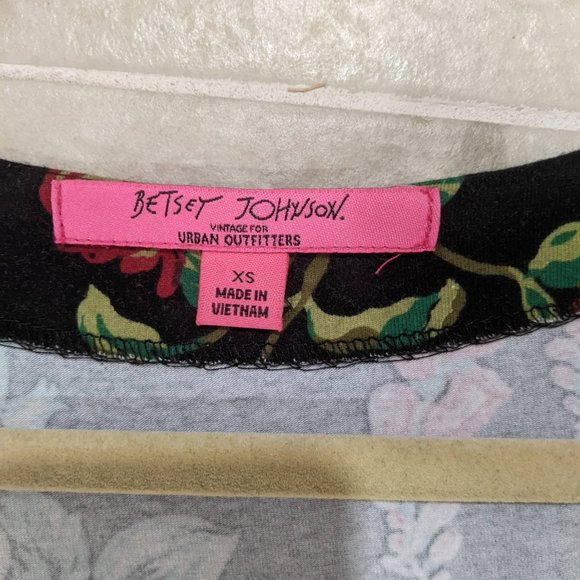 Betsey Johnson Black Floral Maxi Short Sleeve Dress for Urban Outfitters XS - Picture 5 of 9